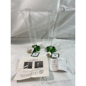 Retired Vtg‎ Set of Dept. 56 Irish Cheer Lit Shamrock Beer Pilsner 10.5” Rare